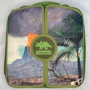 NEW Lakeshore Dinosaur School Backpack Green with Play Mat, Book bag